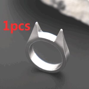 1Pcs Cat Ear Mini Defensive Ring Self Defense Portable Personal Protection Tool Men’s and Women’s Metal Rings