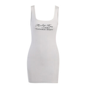 Mini Dresses for Women Short Ribbed Scoop Neck Sleeveless Casual Club Party Tank Y2k Cute Basic Fitted Bodycon Dress