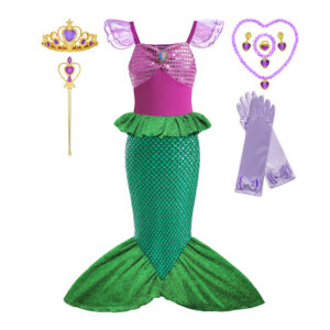 Disney Princess Mermaid Ariel Costume For Girls Kids Cosplay Children Carnival Birthday Party Prom Clothes Summer Dress Vestido