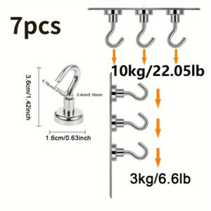 10pcs Super Strong Magnetic Hooks, 25Lbs Heavy Duty Magnetic Hooks For Hanging, Magnet Hooks For Cruise Ship, Camping Grill, Kit