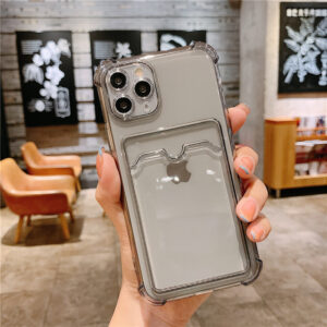 Wallet Card Holder Clear Soft Case For iPhone 11 13 12 14 15 16 Pro Max X XSMax XR 7 8 Plus SE 2022 Transparent Card Slots Cover