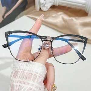 Fashion Cat-eye Frames Women’s Fashion Multi-color Splicing Metal Frames European And American Color-changing Anti-blue Glasses