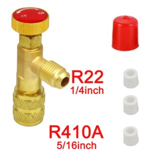 Air Conditioning Refrigerant Safety Valve R410A R22 1/4″ 5/16″ Refrigeration Charging Safety Liquid Adapter Hand Tool Parts
