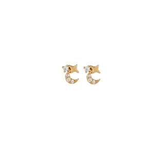 2PCS New Stainless Steel Cubic Zirconia Chain Hoop Earrings For Women Star Moon Unique Punk Earring Cartilage Piercing Jewelry