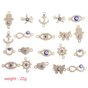 20pcs/lot Gold Color Multi-style Rhinestones Crystal Eyes Charms Pendant DIY Bracelet Necklace for Jewelry Accessories
