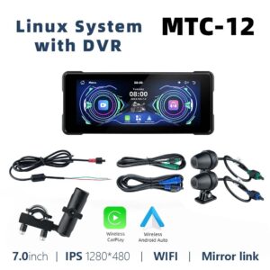 7 Inch Portable Motorcycle Wireless Carplay & Android Auto IP67 Bluetooth Helmet DVR GPS Navigation Display Screen Monitor