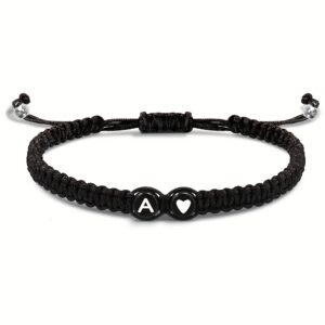 New 26 Letters Initial Heart Bracelets Handmade Adjustable A-Z Name Braided Bracelets For Women Men Jewelry Gifts Accessories