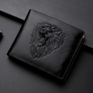 Wallet Men’s Personalized Three-Fold 3D Embossed Wallet Multi-Card Credit Card Holder Zipper Coin Short Wallet Men