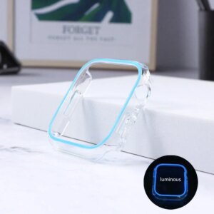 Luminous Cover for Apple Watch Case Ultra 49mm 45mm 44mm 41mm 40mm Hard PC Bumper Protective Frame iWatch 8 7 6 5 SE Accessorie