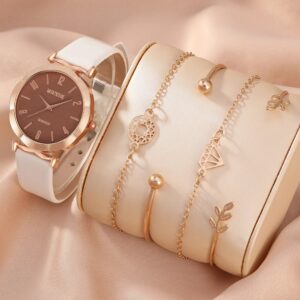 5pcs Women’s Watch Set Fashion Casual Quartz Watch Fashion Simple Bracelet Watch Set