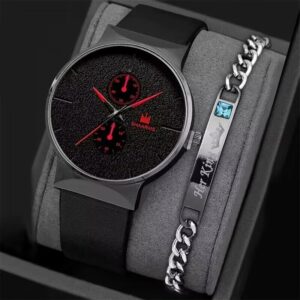 2pcs Set Fashion Mens Sports Watches Man Business Quartz Wristwatch Luxury Men Casual Clock Watch Relogio Masculino