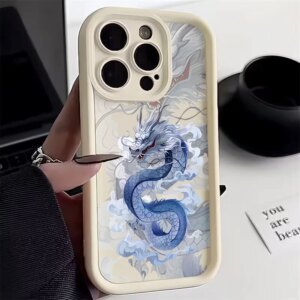 Illusory Color Chinese Dragon Silicone Phone Case For iPhone 15 Cases iPhone 14 13 12 11 Pro Max XS X XR 7 8 Plus 15 Soft Cover