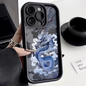 Illusory Color Chinese Dragon Silicone Phone Case For iPhone 15 Cases iPhone 14 13 12 11 Pro Max XS X XR 7 8 Plus 15 Soft Cover