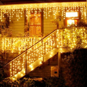 4M 96Leds 220V Christmas Garland LED Curtain Icicle String Lights Droop 0.4-0.6m Holiday Light Garden Street Outdoor Decorative