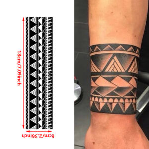 1Sheet Fashion Black White Arm Ring Geometry Temporary Tattoo Waterproof Men Women Half Personality Thigh Stickers
