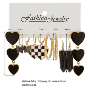 Black Butterfly Heart Gold Color Dangle Earrings Set for Women Vintage Acrylic Pearl Hoop Earrings 2022 Trendy Jewelry Gifts