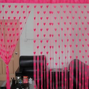 Line Heart Decor Heart Pattern Voile Curtain for Living Room Bedroom Door Window Curtain String Tassel Door Divider String Decor