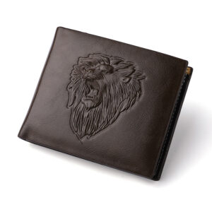 1Pc Lion 3D Embossed Pattern Wallet Men’s Business PU Leather Coin Credit Card Bag for Men’s Xmas Gift