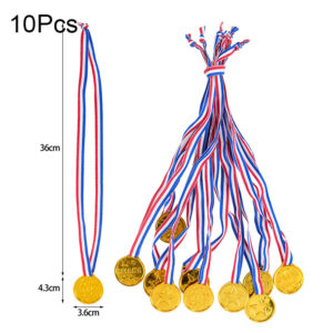 10pcs Golden Plastic Winners Medals Mini Award Trophy Toys For Kids Game Sports Meet Awards Birthday Party Gifts Pinata Fillers