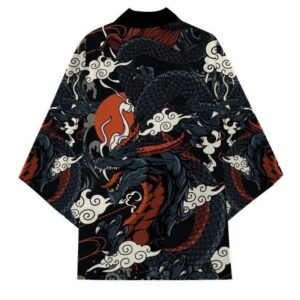 Men Chinese Dragon Pattern Green Japanese Kimono Cardigan Summer Haori Dragon Print Jacket Streetwear Traditional Japanese Coat