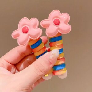 2/3/4 PCS Girls Elastic Rubber Bands Children Telephone Wire Hair Ties Spiral Coil Hairbands Hair Rope Ponytail Hair Accessories