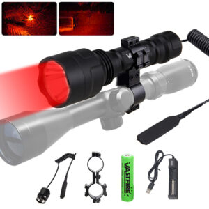 Tactical Flashlight Green/Red/White LED Hunting Torch C8 Professional 1-Mode Torch+18650+Charger+Remote Switch+Rifle Scope Mount