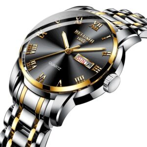 BELUSHI Top Brand Luxury Mens Watches Luminous Waterproof Stainless Steel Watch Quartz Men Date Calendar Business Wristwatch