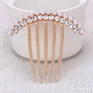Pearl Water Diamond Metal Pan Hair Insert Comb Ball Head New Year Pan Hair Comb Hairpin Mother’s Day Holiday Gift Hair Accessory