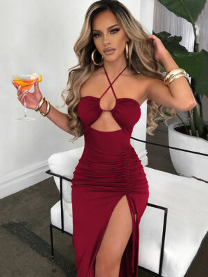 Sleeveless Sexy Female Midi Backless Dresses Slim Night Club Party Women’s Dress Bodycon Vestidos Elegantes Para Mujer