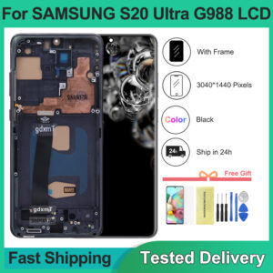 6.66” Tested For Samsung S20 Ultra 5G LCD G988 G988U Display Touch Screen With Frame For Samsung S20Ultra G988B Display Replace