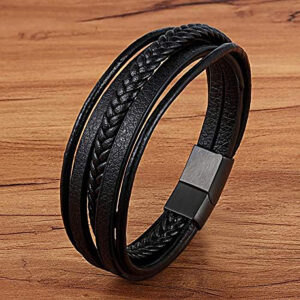 1pc Black Five -layer Symmetrical Bracelet, Men’s Bracelet, Showing Men’s Charm