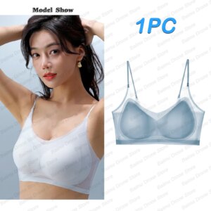 Ultra-thin Seamless Padded Bras For Women Ice Silk Underwear Small Chest Wireless Vest Push Up Bra Tube Tops Sleep Bra Intimates