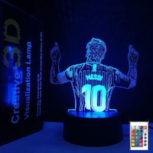 3D Illusion Night Light Messi 7 Color/16 Color Gradient Touch Switch LED Night Light Table Lamp (Crackle White)