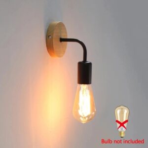 Wood Wall Lamp Vintage Sconce Wall Lights Fixture E27 Bedside Retro Vintage Lamp Industrial Decor Dining Room Bedroom Light