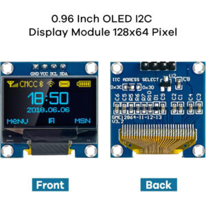 0.96″ Inch OLED Display Screen Module I2C IIC 128×64 SS – D – 1306 3.3V-5V Blue/blue Yellow/White for Arduino ESP32 ESP8266