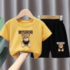 Summer Baby Clothes Set Children Boy Cartoon Bear Printed T-shirts and Shorts 2pcs Suit Kid Casual Top Bottom Outfits Tracksuits