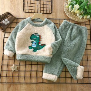 Children’s New Winter Flannel Set For Boys and Girls Plush Insulation Home Clothing Children’s Pajamas Children’s Clothing