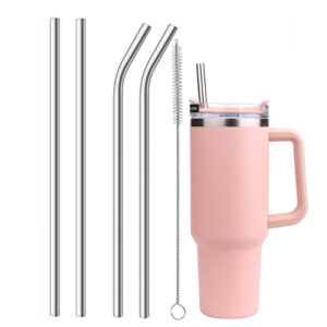 10mm Wide 12 Inch Reusable Stainless Steel Straw, 6pcs Large Straws with Cleaning Brush for Stanley Cup Accessories