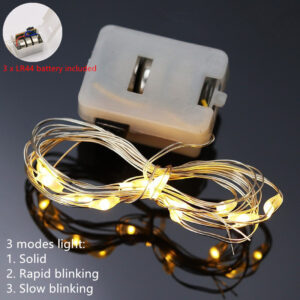 10pcs Copper Wire String Lights with Battery 3Modes Fairy Lights Garland for Wedding Party Birthday Christmas Holiday Decoration