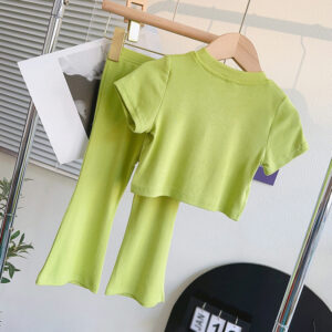 Skin-friendly And Breathable Girls Chic Suits Sweet And Stylish Girls T-shirt And Trousers Suits Girls Fashion Two-piece Set