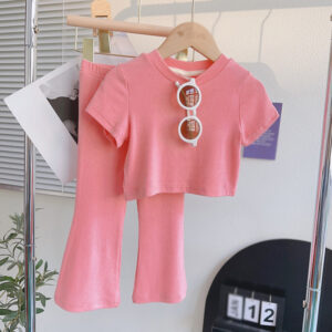 Skin-friendly And Breathable Girls Chic Suits Sweet And Stylish Girls T-shirt And Trousers Suits Girls Fashion Two-piece Set