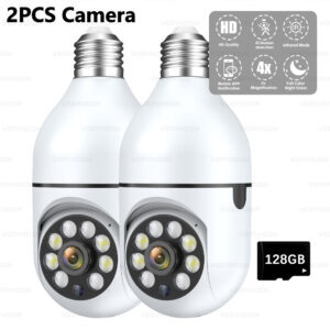 E27 Bulb Wifi Surveillance Camera Wireless Night Vision HD Automatic Human Tracking Security Baby Monitor Zoom Full Color Video