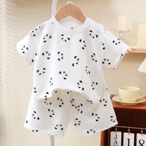 Kids Suit Clothes for Girls Cartoon Short Sleeve T-shirt Tops+shorts Summer Children’s Clothing Baby Boys Set