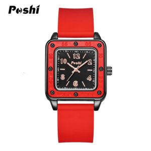 POSHI New Watch for Women Fashion Casual Quartz Wristwatches Silicone Strap Green Dial Women’s Business Watches Montre Femme