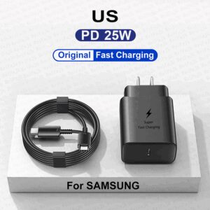 25W Original USB Type C Super Fast Charger For Samsung Galaxy S23 S22 S21 S20 Ultra S10 S8 S9 Note 20 10+ 5G Plus Charging Cable