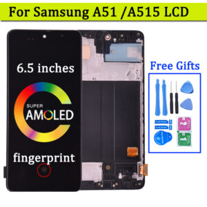 Super AMOLED For Samsung A51 LCD A515 A515F A515F/DS A515FD LCD Display Touch Screen with Frame Digitizer Assembly