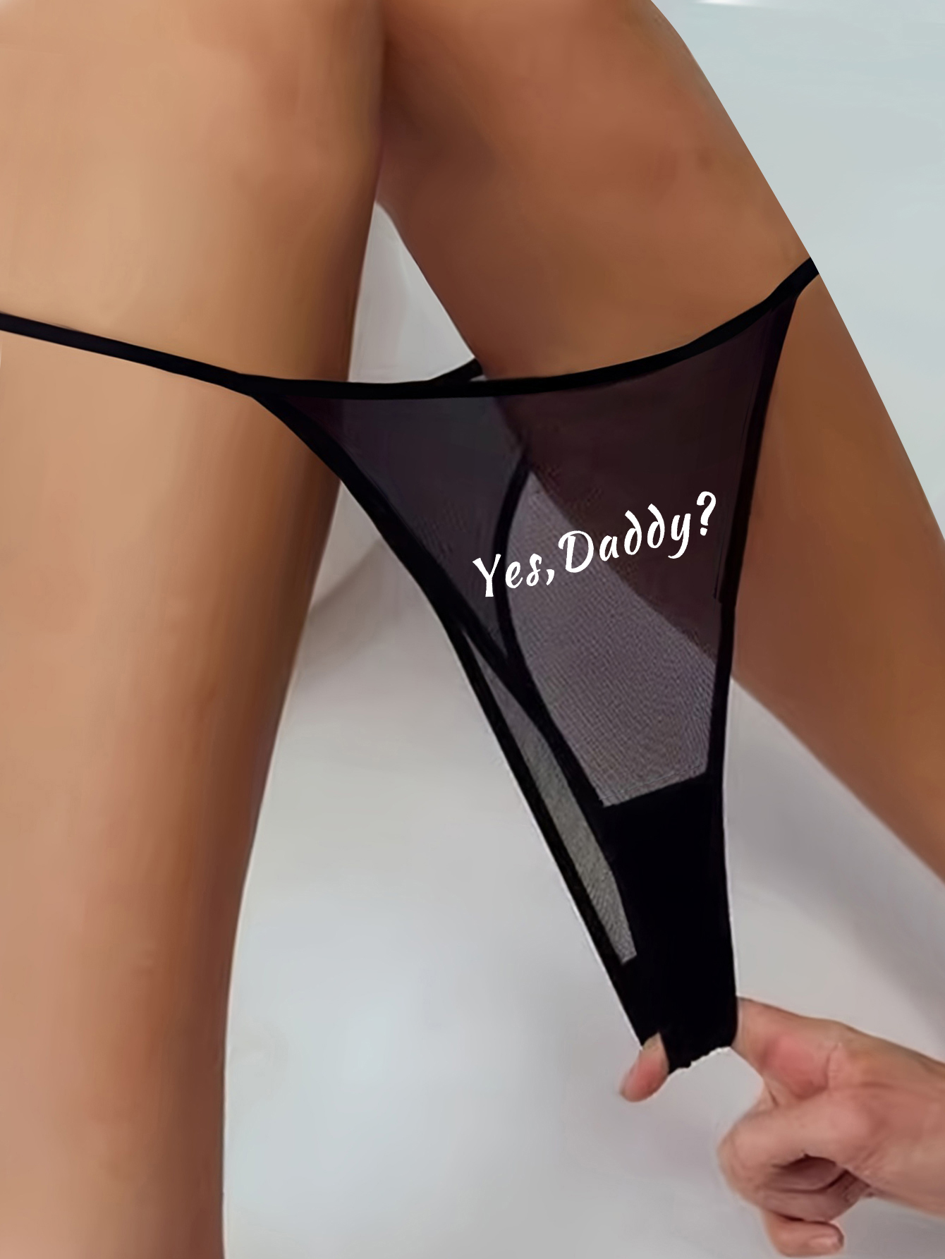 Women's Breathable Mesh Perspective Luminous Printed Thong Low Waisted Sexy And Comfortable Underwear