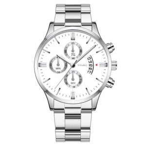 Men’s Fashion Sports Watches for Men Business Stainless Steel Quartz Wristwatch Calendar Man Casual Leather Luminous Clock Watch