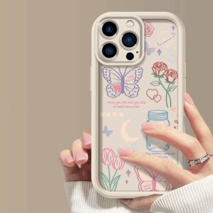 Line butterfly Silicone liquid phone case suitable for iPhone 15 14 13 12 11 Pro Max XR XS 6s 7 8Plus silicone bumper back cover