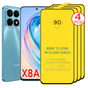 4PCS 9D Glass For Honor X8A X7A X6A X6 X7 X8 X9 X8B X7B Full Glue Cover Screen Protectors For Honor 90 50 70 Lite Tempered Film